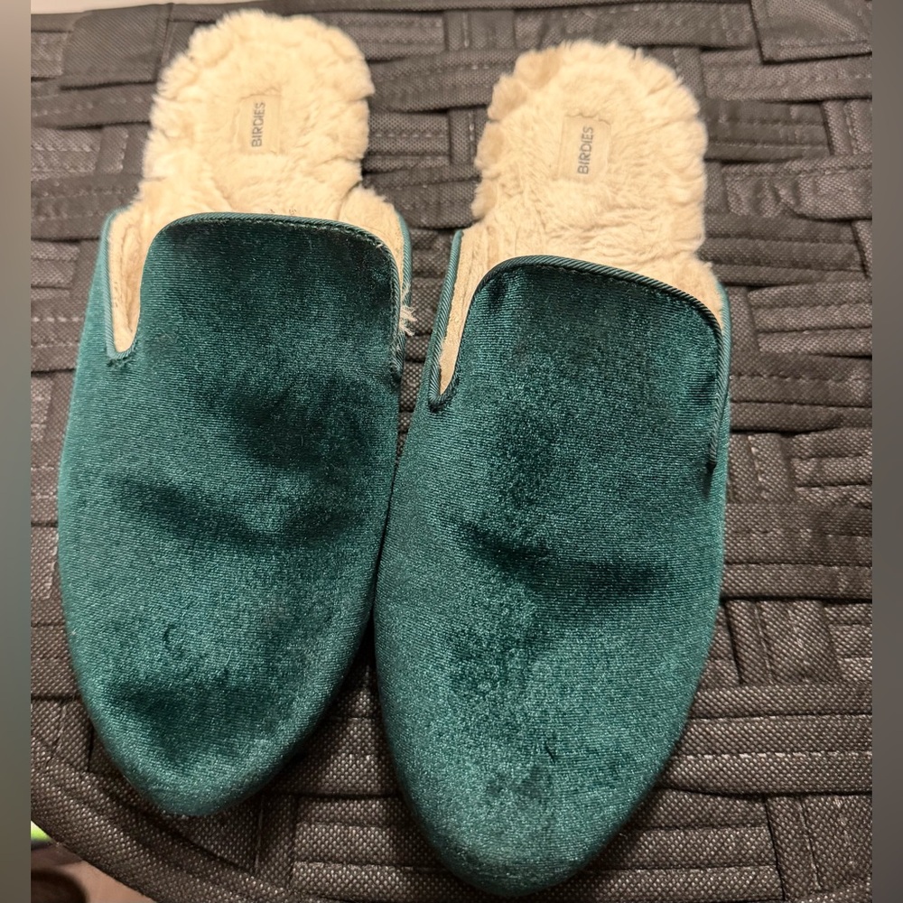 Birdies Emerald Green Phoebe Faux Fur Mule Slide